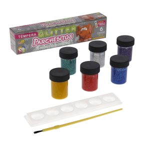 Tempera 22cc Parchesitos Glitter x 6 uds