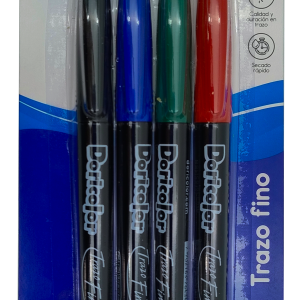 Marcador Trazo Fino Doricolor Surtido x 4 uds