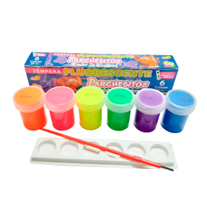 Témpera 22cc Parchesitos Fluorescente x 6 uds
